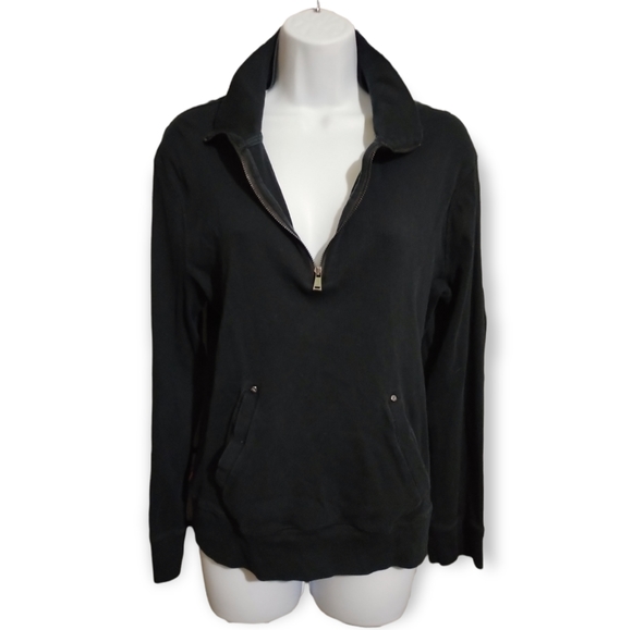Ralph Lauren Tops - Vintage Y2K Ralph Lauren Lauren Active 3/4 Zip Black Sweater sz XL